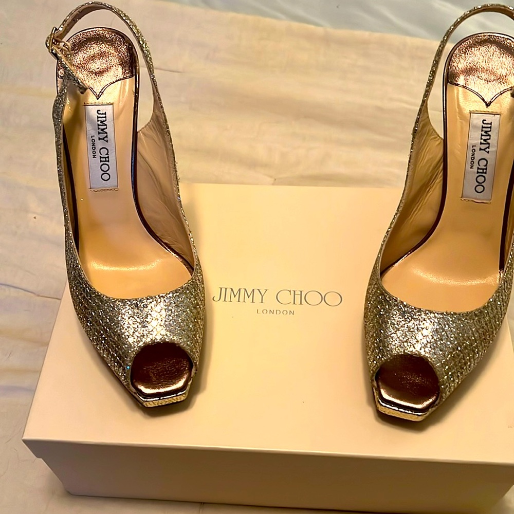 Sparkly JIMMY CHOO peep toe pumps im perfect condition
